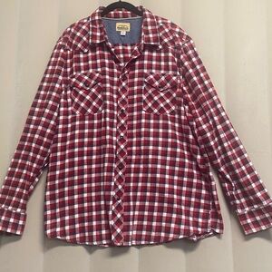 Roebuck & Co Men’s Button Up Shirt XXL 2XL Flannel Plaid Brushpopper Snap Button